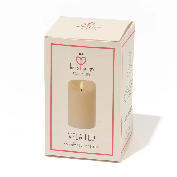 Vela LED con efecto cera real, en su caja